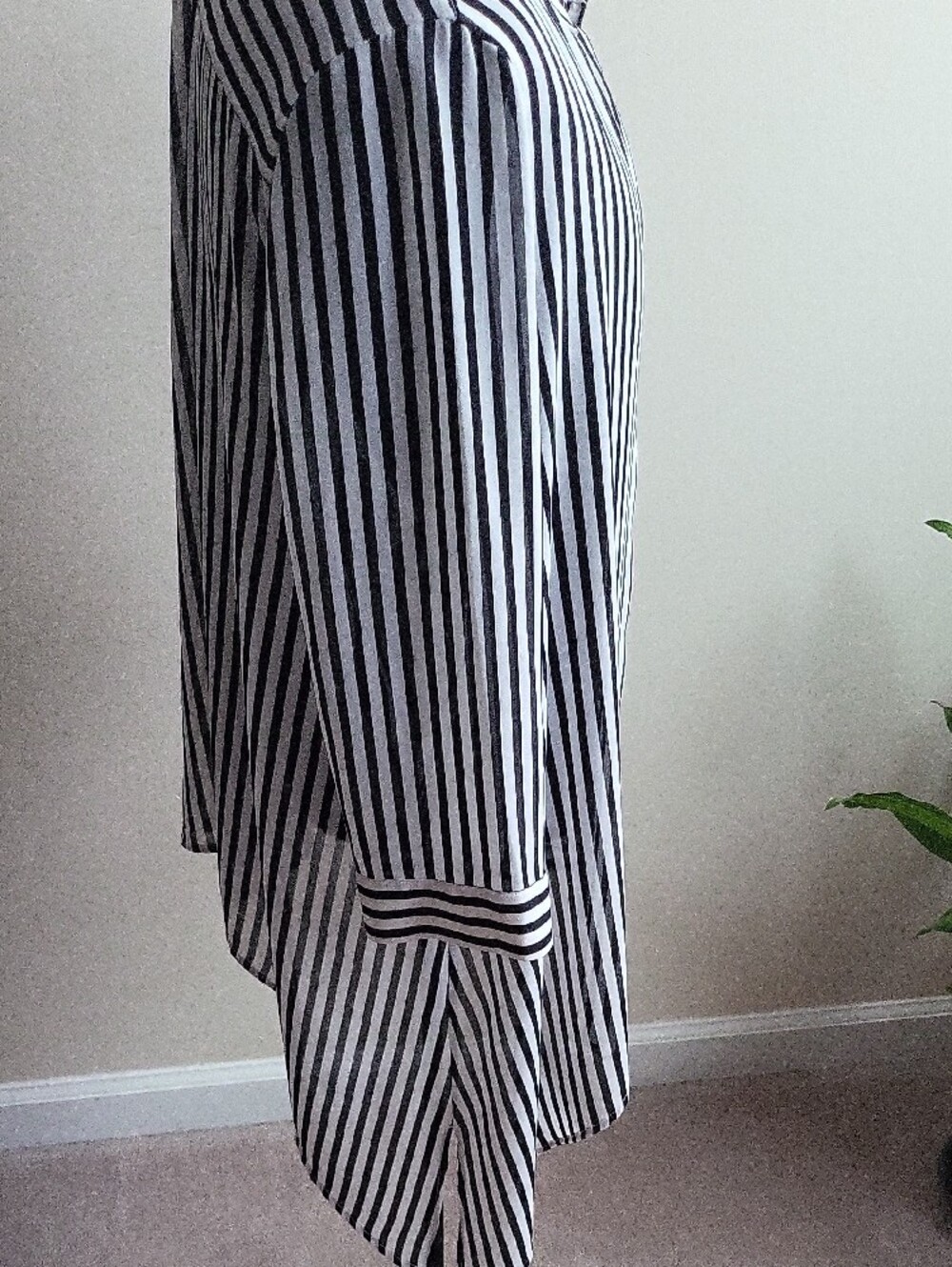 Chico's Black & White Striped Mixed-Pattern Button Front Shirt. Sz3 - Picture 7 of 9